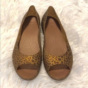 Cheetah Peep Toe Crocs
